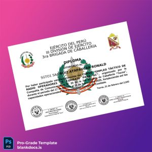 Blank Peru III Division of the Army Tactical Employment Diploma for Combat Radio Operators Certificate Document Preview - BlankDocs
