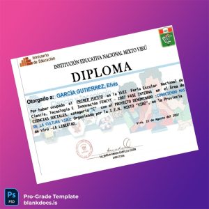 Blank Peru Institución Educativa Nacional Mixto Virú Diploma Template Document Preview - BlankDocs