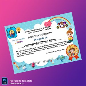 Blank Peru Institution Educativa Nº 15285-C María Auxiliadora Honor Diploma Document Preview - BlankDocs