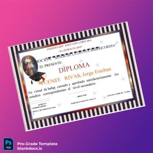 Blank Peru Institution Educativa Privada _La Inmaculada_ High School Diploma Document Preview - BlankDocs