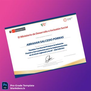 Blank Peru Ministry of Development and Social Inclusion Completion Certificate in Territorial Management for Children Document Preview - BlankDocs