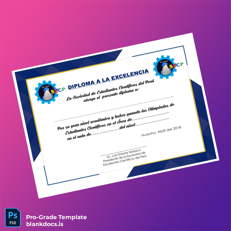Blank Peru Sociedad de Estudiantes Científicos Diploma of Excellence Template Document Preview - BlankDocs