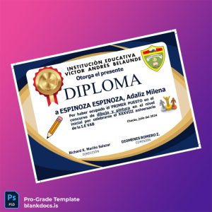 Blank Peru Victor Andrés Belaúnde Educational Institution Diploma Document Preview - BlankDocs