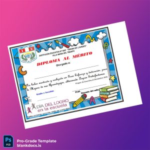 Blank Peru Virgen de Lourdes School Diploma for Merit Document Preview - BlankDocs