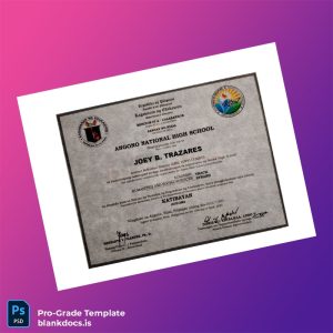 Blank Philippines Angono National High School High School Diploma Template Document Preview - BlankDocs