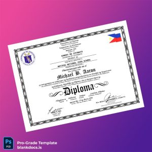 Blank Philippines Antipas National High School High School Diploma Template Document Preview - BlankDocs