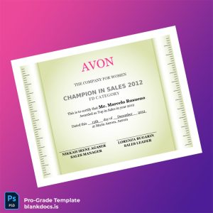 Blank Philippines Avon Champion in Sales Certificate Template Document Preview - BlankDocs
