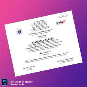 Blank Philippines Bogo Calabat Integrated School High School Diploma Document Preview - BlankDocs