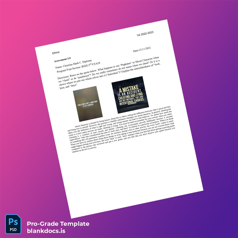 Blank Philippines Christian Mark Diploma Diploma Document Preview - BlankDocs