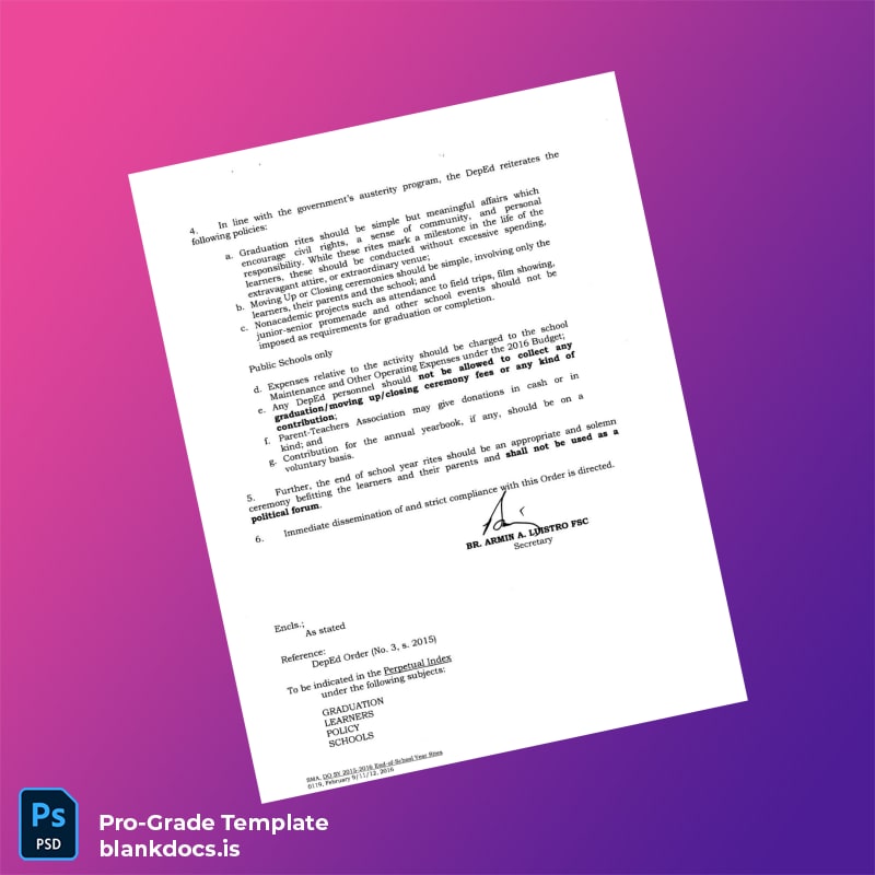 Blank Philippines Department of Education High School Diploma Template page 2 Document Preview - BlankDocs