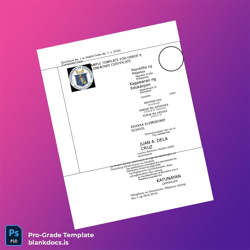 Blank Philippines Department of Education High School Diploma Template page 3 Document Preview - BlankDocs