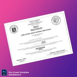 Blank Philippines Doña Jauana Chioco National High School High School Diploma Template Document Preview - BlankDocs