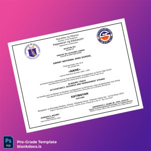 Blank Philippines Gamay National High School High School Diploma Document Preview - BlankDocs