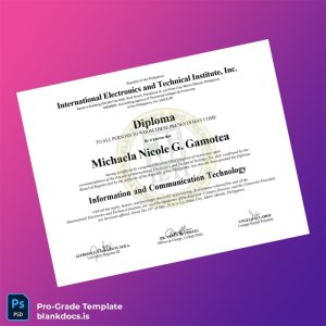 Blank Philippines International Electronics and Technical Institute, Inc. Diploma in Information and Communication Technology Document Preview - BlankDocs