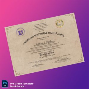 Blank Philippines Jagobiao National High School High School Diploma Template Document Preview - BlankDocs