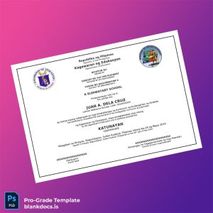 Blank Philippines K Elementary School Kindergarten Completion Certificate Document Preview - BlankDocs