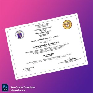 Blank Philippines La Paz Central Elementary School Certificate of Completion Document Preview - BlankDocs