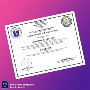 Blank Philippines Labrador National High School High School Diploma Document Preview - BlankDocs