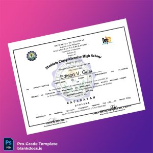Blank Philippines Maddela Comprehensive High School Secondary Course Diploma Document Preview - BlankDocs