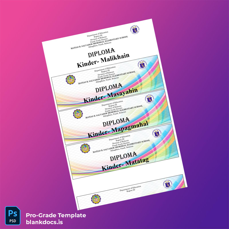 Blank Philippines Matias B. Salvador Memorial Elementary School Kindergarten and Grade 6 Diploma Template page 2 Document Preview - BlankDocs