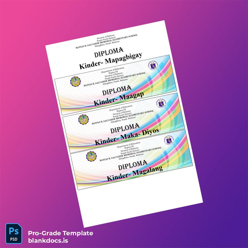Blank Philippines Matias B. Salvador Memorial Elementary School Kindergarten and Grade 6 Diploma Template page 3 Document Preview - BlankDocs