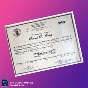 Blank Philippines Padapada High School High School Diploma Template Document Preview - BlankDocs