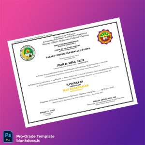 Blank Philippines Parang Central Elementary School Elementary Level (Grade 6) Diploma Document Preview - BlankDocs