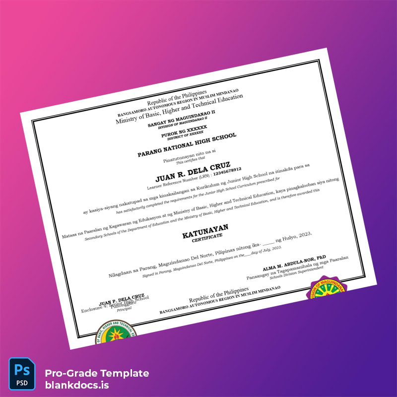 Blank Philippines Parang Central Elementary School Elementary Level (Grade 6) Diploma page 3 Document Preview - BlankDocs