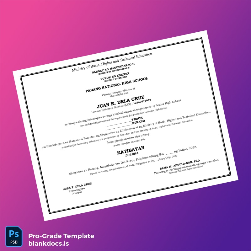 Blank Philippines Parang Central Elementary School Elementary Level (Grade 6) Diploma page 4 Document Preview - BlankDocs