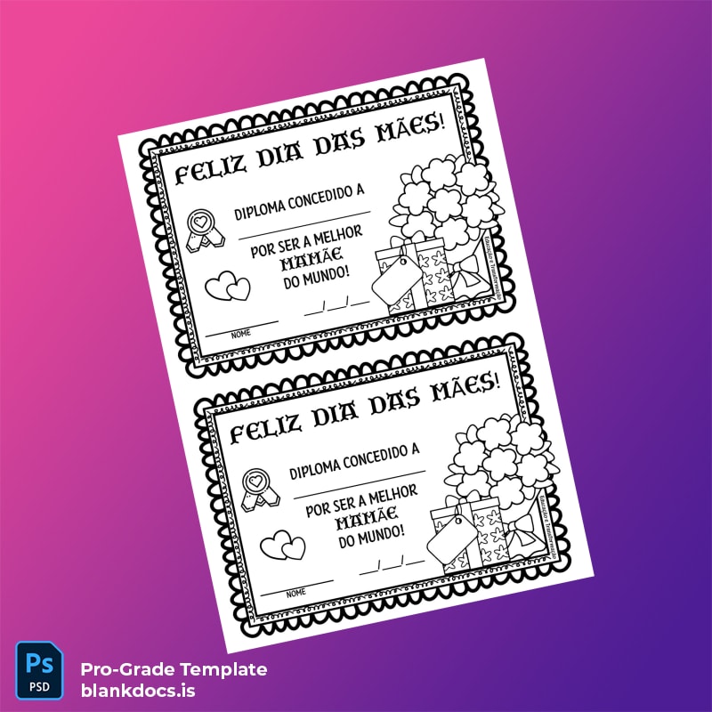 Blank Portugal Education Diploma Template Document Preview - BlankDocs