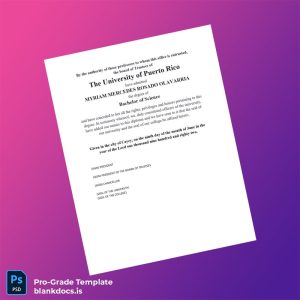 Blank Puerto Rico University of Puerto Rico Bachelor of Science Template Document Preview - BlankDocs