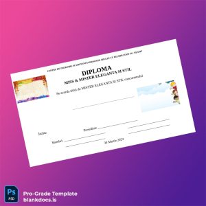 Blank Romania CENTRUL DE INGRIJIRE SI ASISTENTA PERSOANE ADULTE CU DIZABILITATI TG. NEAMT Mister Eleganta si Stil Diploma Template Document Preview - BlankDocs