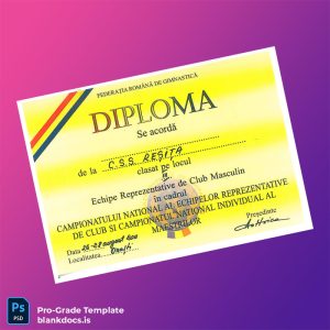 Blank Romania CSS Reșița Diploma Template Document Preview - BlankDocs