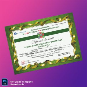 Blank Romania Colegiul Tehnologic _Constantin Brâncoveanu_ Diploma of Merit Document Preview - BlankDocs