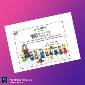 Blank Romania Diploma for 100 Days of School Template Document Preview - BlankDocs
