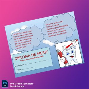 Blank Romania Diploma of Merit for the Most Conscientious Child Template Document Preview - BlankDocs