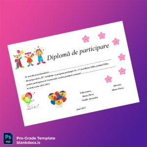 Blank Romania Grădinița Nr. 17 Participation Diploma Template Document Preview - BlankDocs