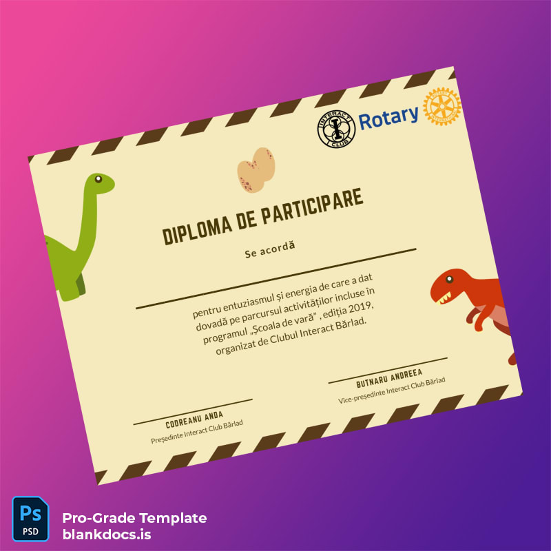 Blank Romania Interact Club Barlad Participation Diploma Template Document Preview - BlankDocs