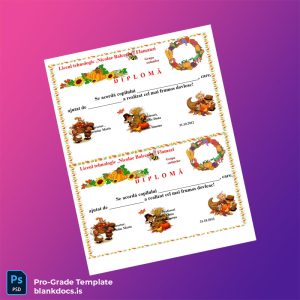 Blank Romania Liceul Tehnologic Nicolae Balcescu Flamazi Diploma Template Document Preview - BlankDocs