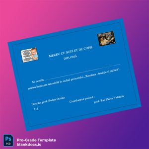 Blank Romania Mereu Cu Suflet De Copil Diploma Template Document Preview - BlankDocs