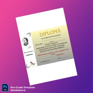 Blank Romania Mihai Eminescu High School Diploma Document Preview - BlankDocs