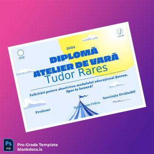 Blank Romania OvidiuRO Summer Workshop Diploma Document Preview - BlankDocs