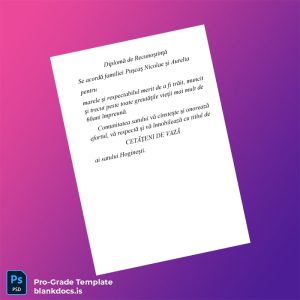 Blank Romania Pușcaș Family Certificate of Appreciation Template Document Preview - BlankDocs