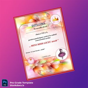 Blank Romania School Diploma Mini Miss Certificate Document Preview - BlankDocs