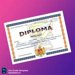 Blank Romania School Diploma Participation Template Document Preview - BlankDocs