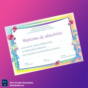 Blank Romania School Gimnazială Mareșal Al Averescu Kindergarten Diploma Document Preview - BlankDocs