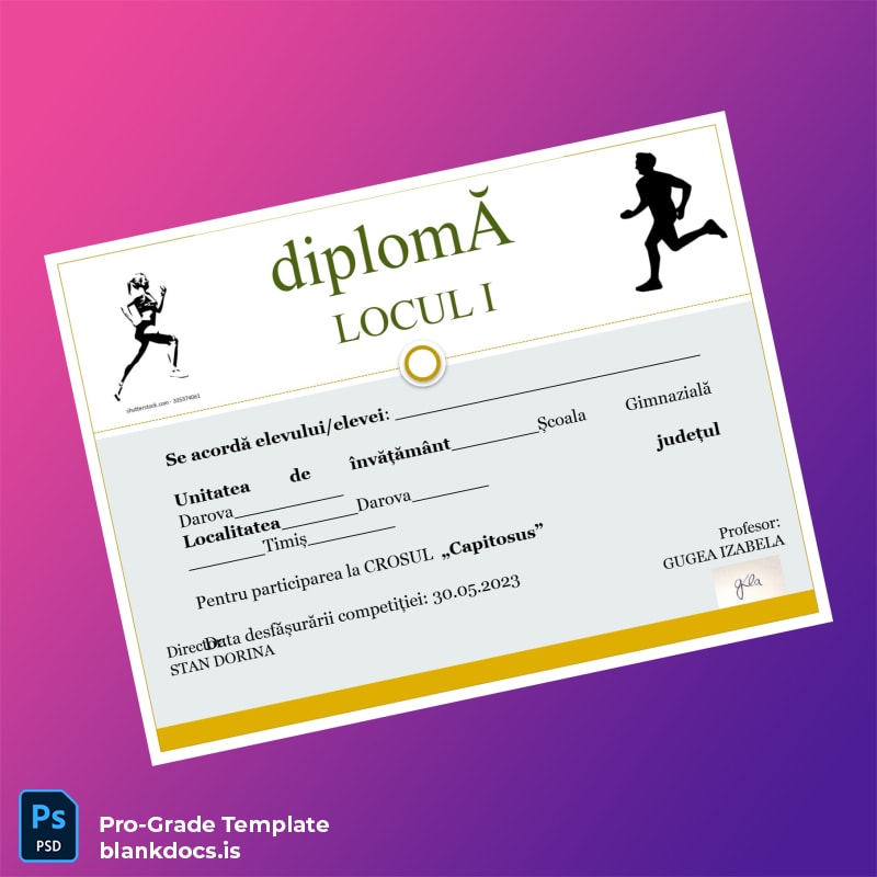 Blank Romania School Gymnasium Diploma Template page 2 Document Preview - BlankDocs