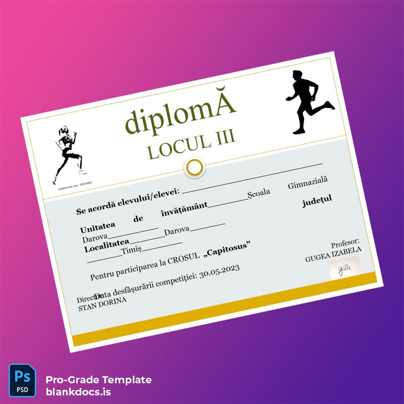 Blank Romania School Gymnasium Diploma Template page 4 Document Preview - BlankDocs