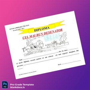 Blank Romania School Name Diploma in Drawing Certificate Document Preview - BlankDocs
