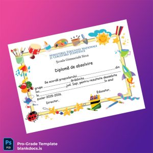 Blank Romania Scola Gimnaziala Sirca Preschool Diploma Template Document Preview - BlankDocs